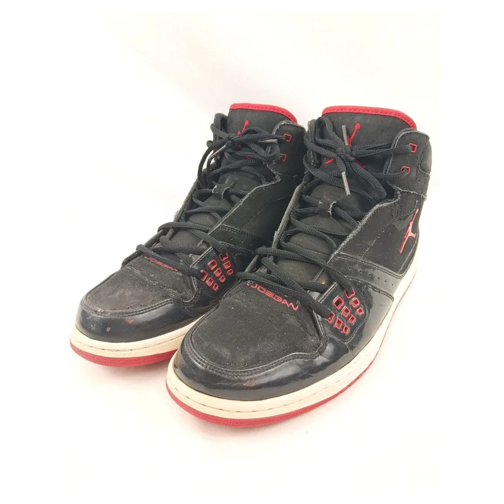 Air Jordan 1 Flight High Top Sneakers Black Red Jumpman Mens Size‎ 12
